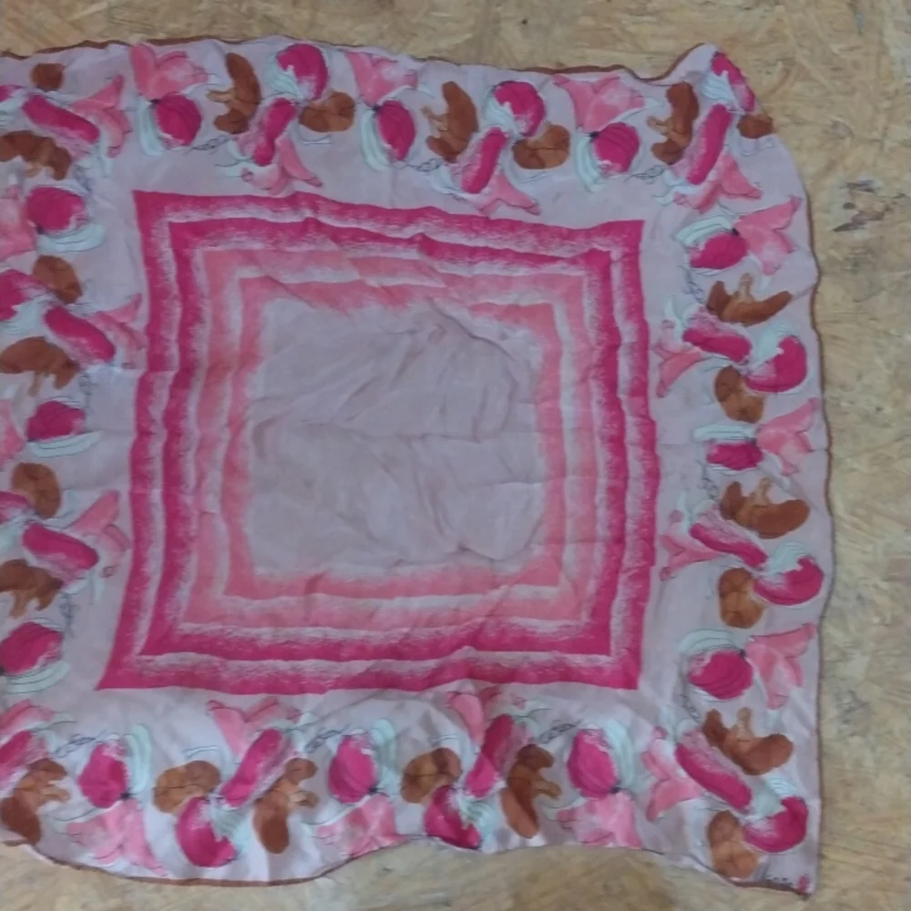 Vintage 60’s Vera Scarf! 24 in in pinks and browns